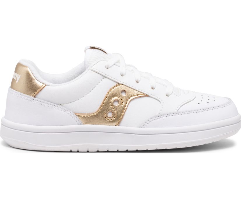 Kids' Saucony Jazz Court Sneakers White / Gold | Singapore 813UZGT